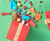 Birthday Present with Confetti and Party Favors